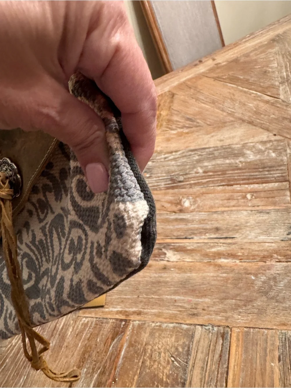 Myra Leather-Trim Brown Patterned Crossbody Bag - Picture 3 of 13